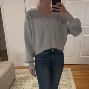 Aerie Gray Rib Knit Cropped Sweater Size XS